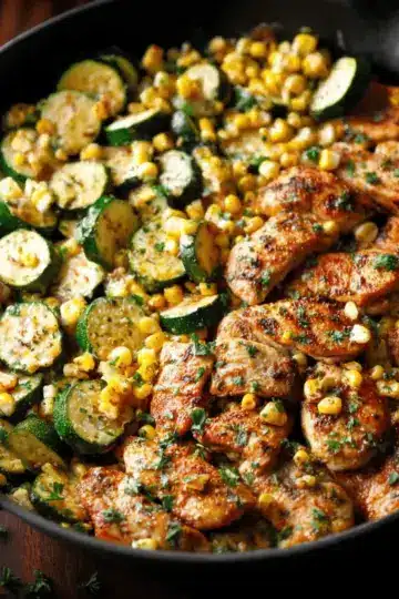 Garlic Butter Chicken with Zucchini and Corn - One-Pan, 30-Minute Meal