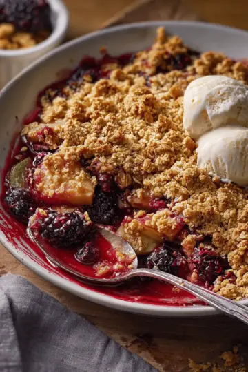 Apple and blackberry crumble