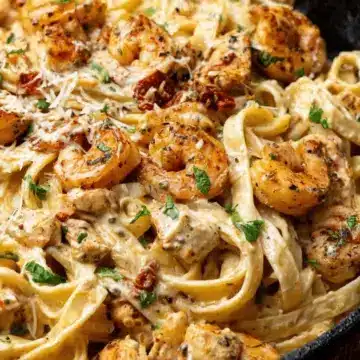 Cajun Chicken and Shrimp Alfredo