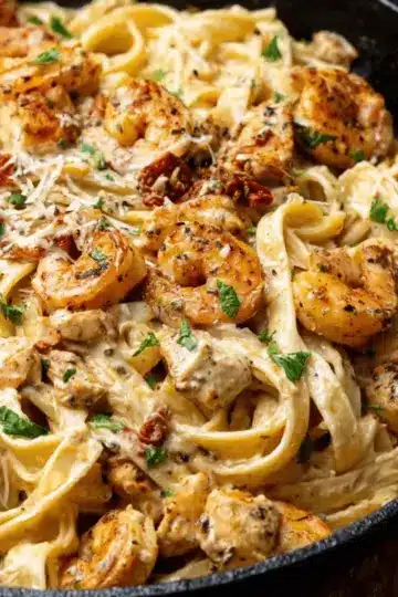Cajun Chicken and Shrimp Alfredo