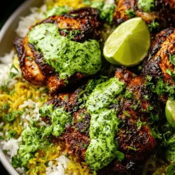 Peruvian Chicken & Rice with Green Sauce