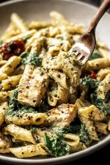 One Pot Creamy Pesto Chicken Pasta