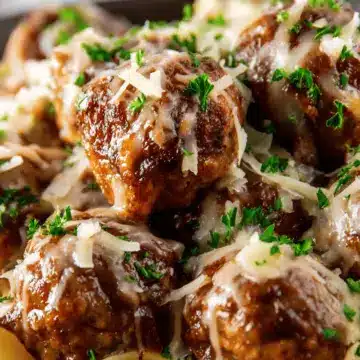 Crockpot French Onion Meatballs