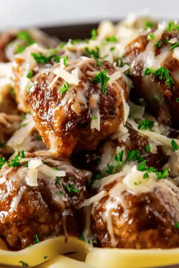 Crockpot French Onion Meatballs
