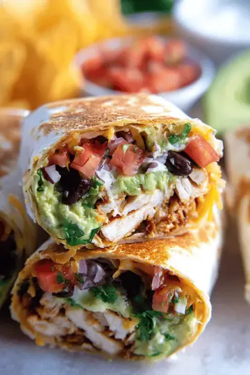 Seven Layer Chicken Burritos
