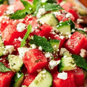 Watermelon Salad with Feta, Cucumber, and Mint
