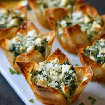 Spinach-Artichoke Dip Wonton Cups