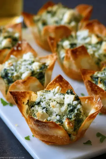 Spinach-Artichoke Dip Wonton Cups