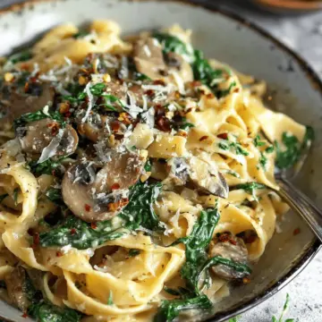 Creamy Spinach and Mushroom Pasta