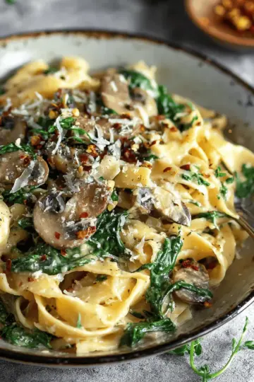 Creamy Spinach and Mushroom Pasta