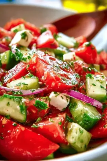 Mediterranean Salad with Tomato and Cucumber