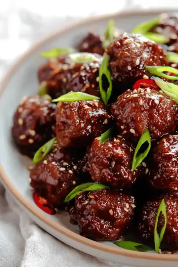 Sticky Mongolian Beef Meatballs