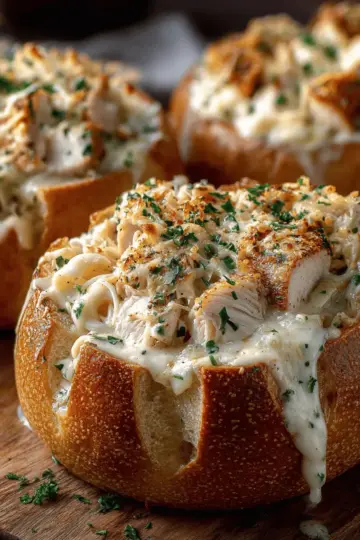 Home | Dinner Chicken Alfredo Garlic Bread Bowls