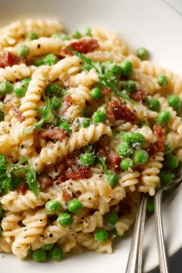 Creamy Pasta with Peas and Pancetta