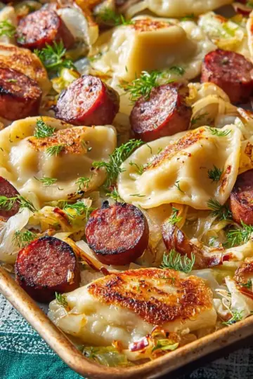 Pierogi and Kielbasa Sheet Pan Dinner