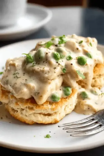 Creamed Chicken Over Biscuits