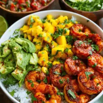 Chili Lime Shrimp Bowls with Mango-Avocado Salsa