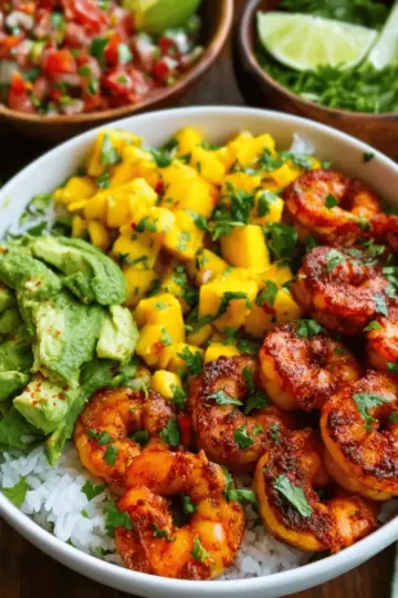 Chili Lime Shrimp Bowls with Mango-Avocado Salsa