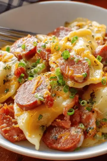Crock Pot Pierogi and Kielbasa Casserole