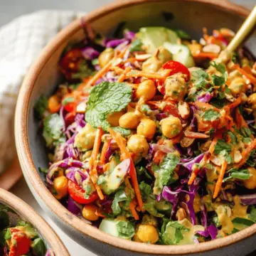 Chopped Thai-Inspired Chickpea Salad with Curry Peanut Dressing