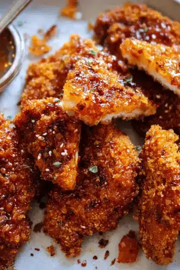 Baked Crunchy Hot Honey Chicken.
