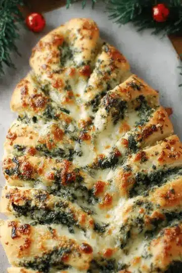 Christmas Tree Spinach Dip Breadsticks