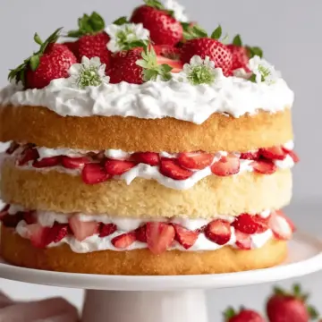 Strawberry Shortcake Cake with Mascarpone Cream