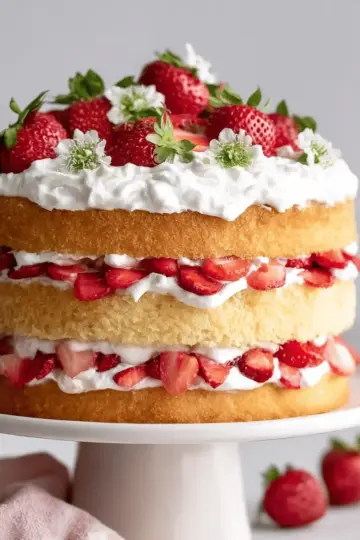 Strawberry Shortcake Cake with Mascarpone Cream