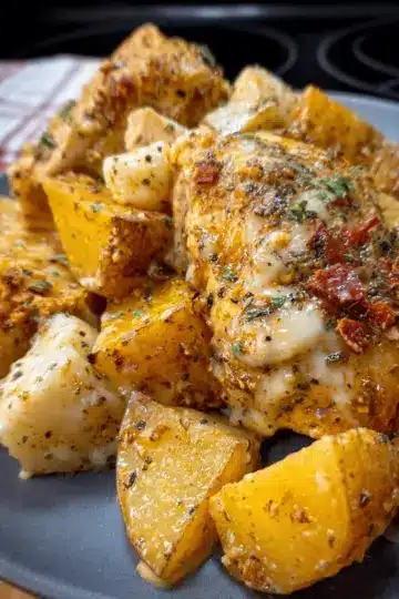 Crockpot Garlic Parmesan Chicken and Potatoes