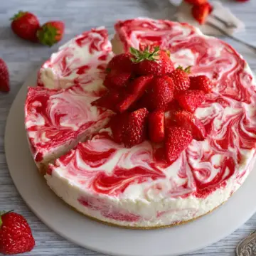 No Bake Strawberry Swirl Cheesecake