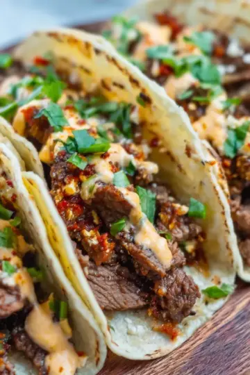 Garlic Butter Honey BBQ Beef Tacos