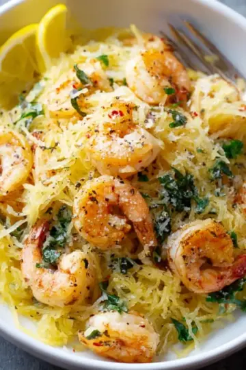 Spaghetti Squash Shrimp Scampi