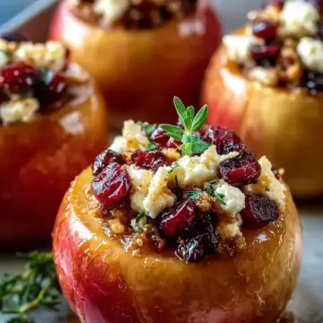 Baked Apples with Feta, Honey, and Cranberries