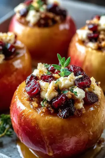 Baked Apples with Feta, Honey, and Cranberries