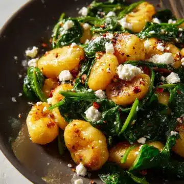 Crispy Gnocchi With Spinach and Feta