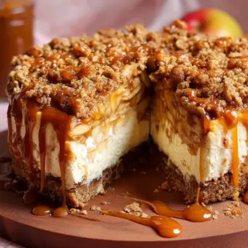 Caramel Apple Crumble Cheesecake