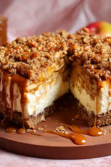Caramel Apple Crumble Cheesecake