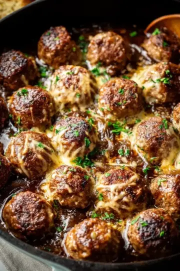 French Onion Meatballs (One Skillet Recipe)