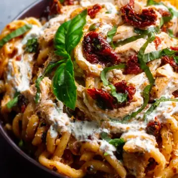 Whipped ricotta one pot chicken pasta – with sun dried tomatoes