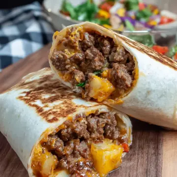 Cheesy Beef and Potato Burritos