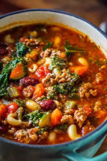 Minestrone with Sausage and Pesto (Stovetop or Slow Cooker)