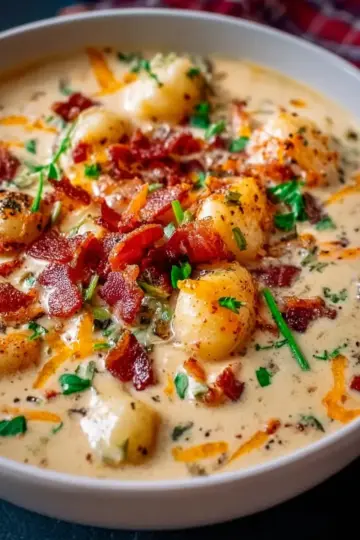 Bacon Cheddar Gnocchi Soup