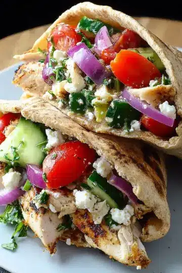 Greek Salad Pita Pockets with Grilled Chicken