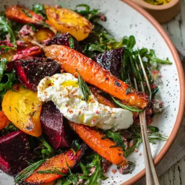 Roasted Beets and Carrots Salad with Burrata