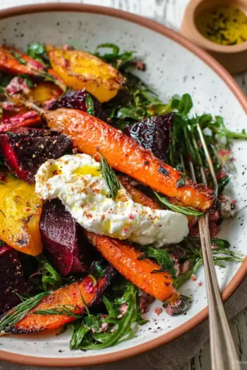 Roasted Beets and Carrots Salad with Burrata