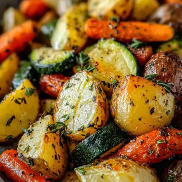 Garlic Herb Roasted Potatoes Carrots and Zucchini