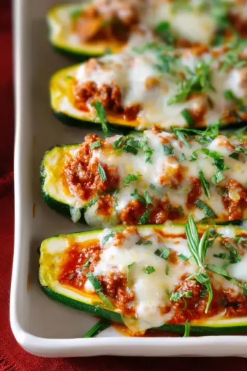 Lasagna Stuffed Zucchini Boats
