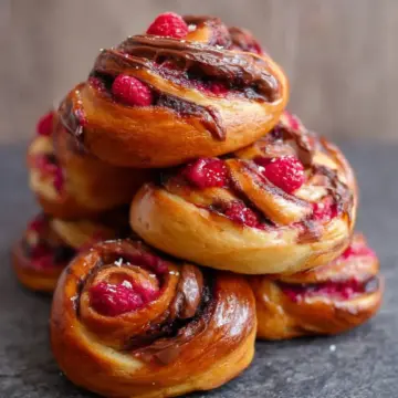 Chocolate Raspberry Swirl Brioche Buns