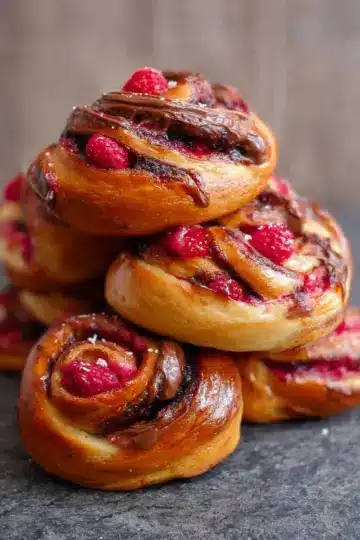 Chocolate Raspberry Swirl Brioche Buns