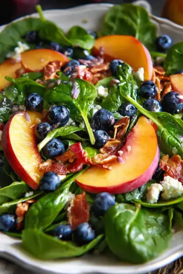 Peach Blueberry Spinach Salad